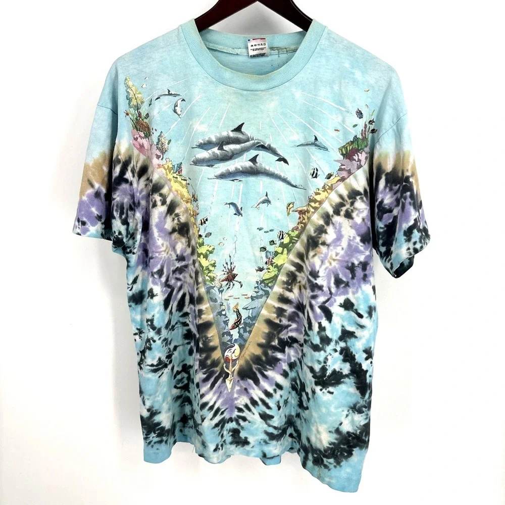 Under The Sea Tie Dye Shirt Ocean OG Liquid Blue 1990 XL Half Baked